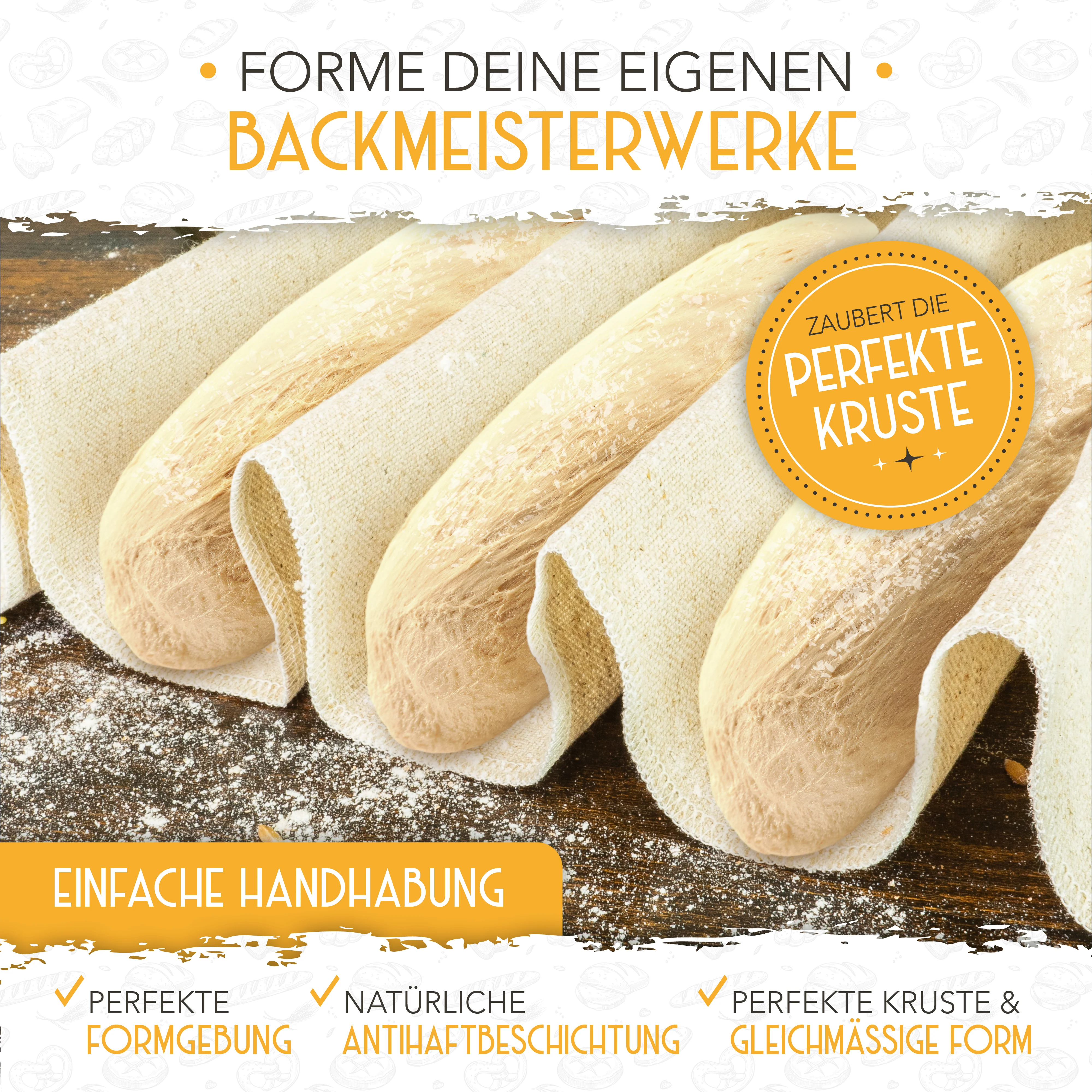 Baguette Backform (3 Mulden) + Bäckermesser + Bäckerleinen - Image 5