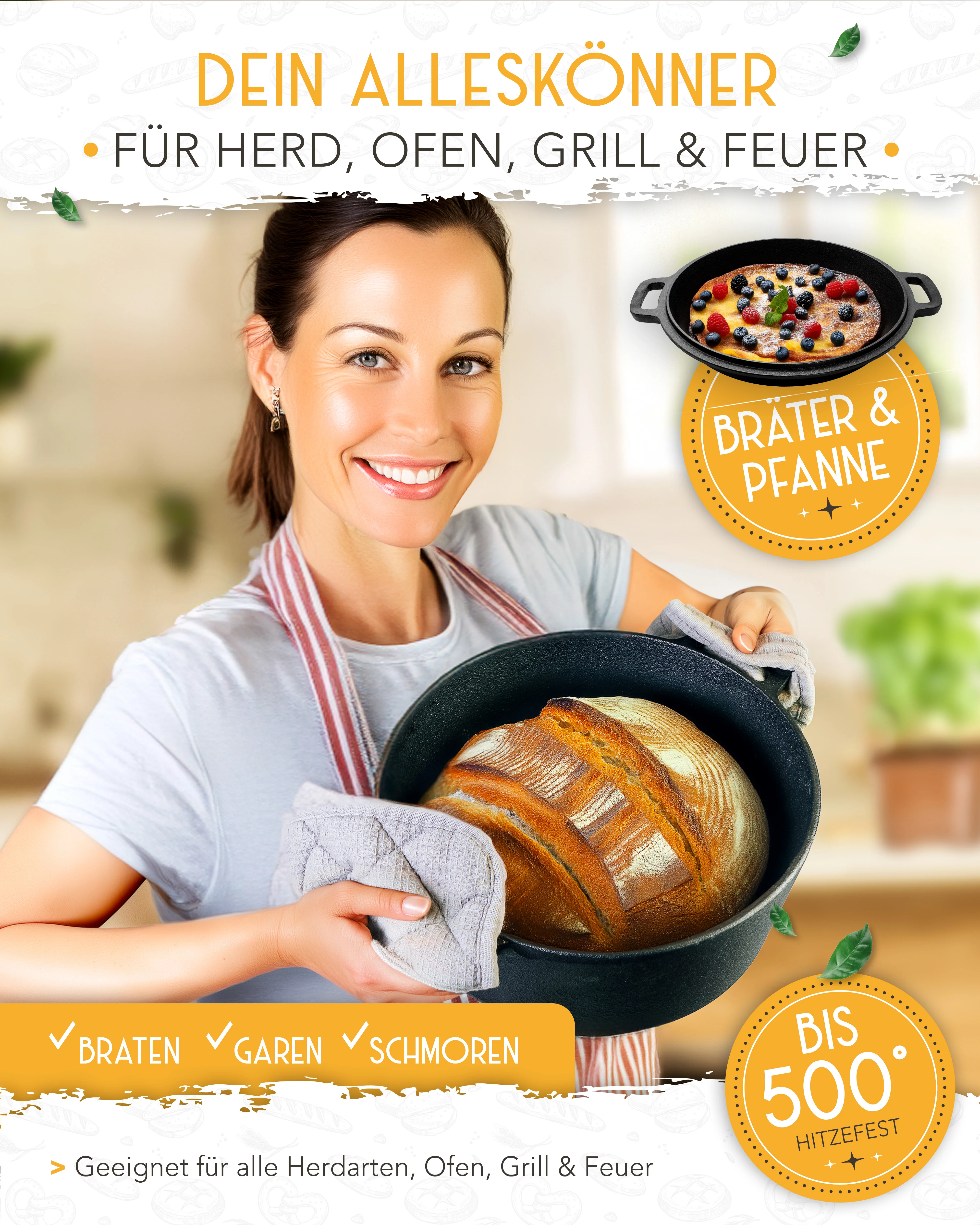 Brotliebe-Set – Gusseisentopf 4,7 l, Zubehör & Rezept-Booklet in stilvoller Verpackung - Image 6